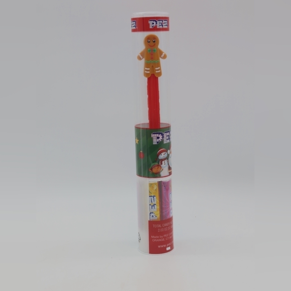 Gingerbread Man Pez Candy Dispenser - Red In Tube New